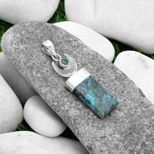 Crescent Moon Ruby In Kyanite & Peridot Pendant P-1453 SDP103248