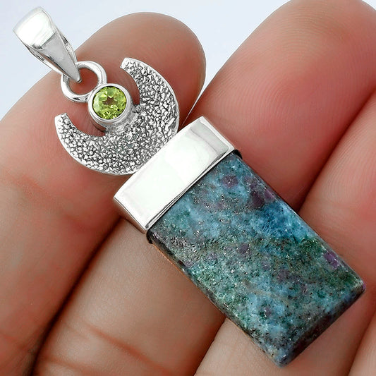 Crescent Moon Ruby In Kyanite & Peridot Pendant P-1453 SDP103249