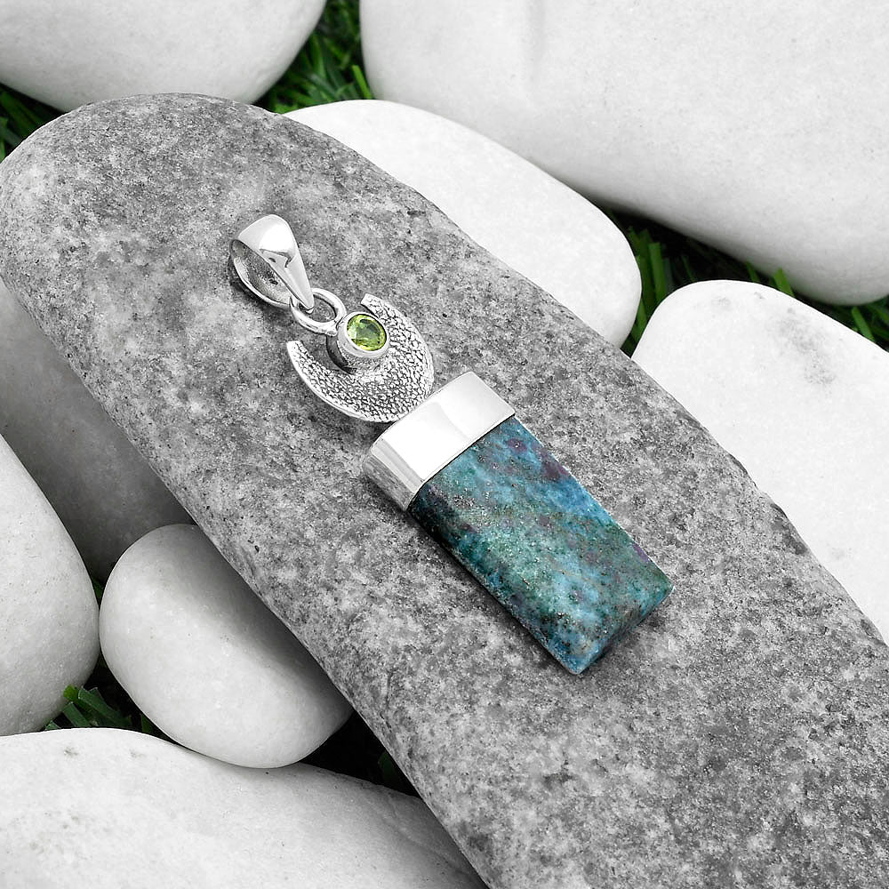 Crescent Moon Ruby In Kyanite & Peridot Pendant P-1453 SDP103249