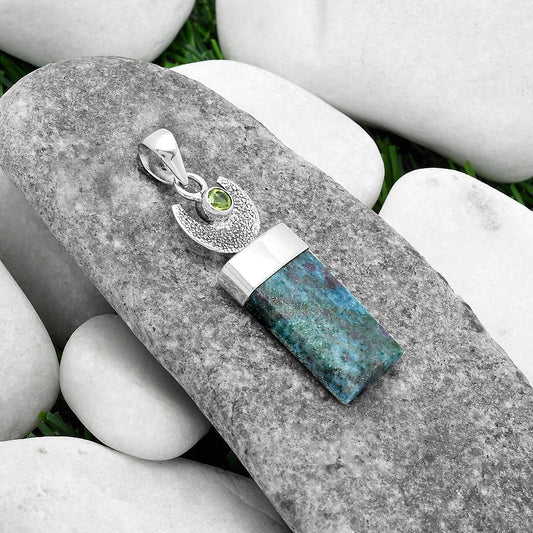 Crescent Moon Ruby In Kyanite & Peridot Pendant P-1453 SDP103249