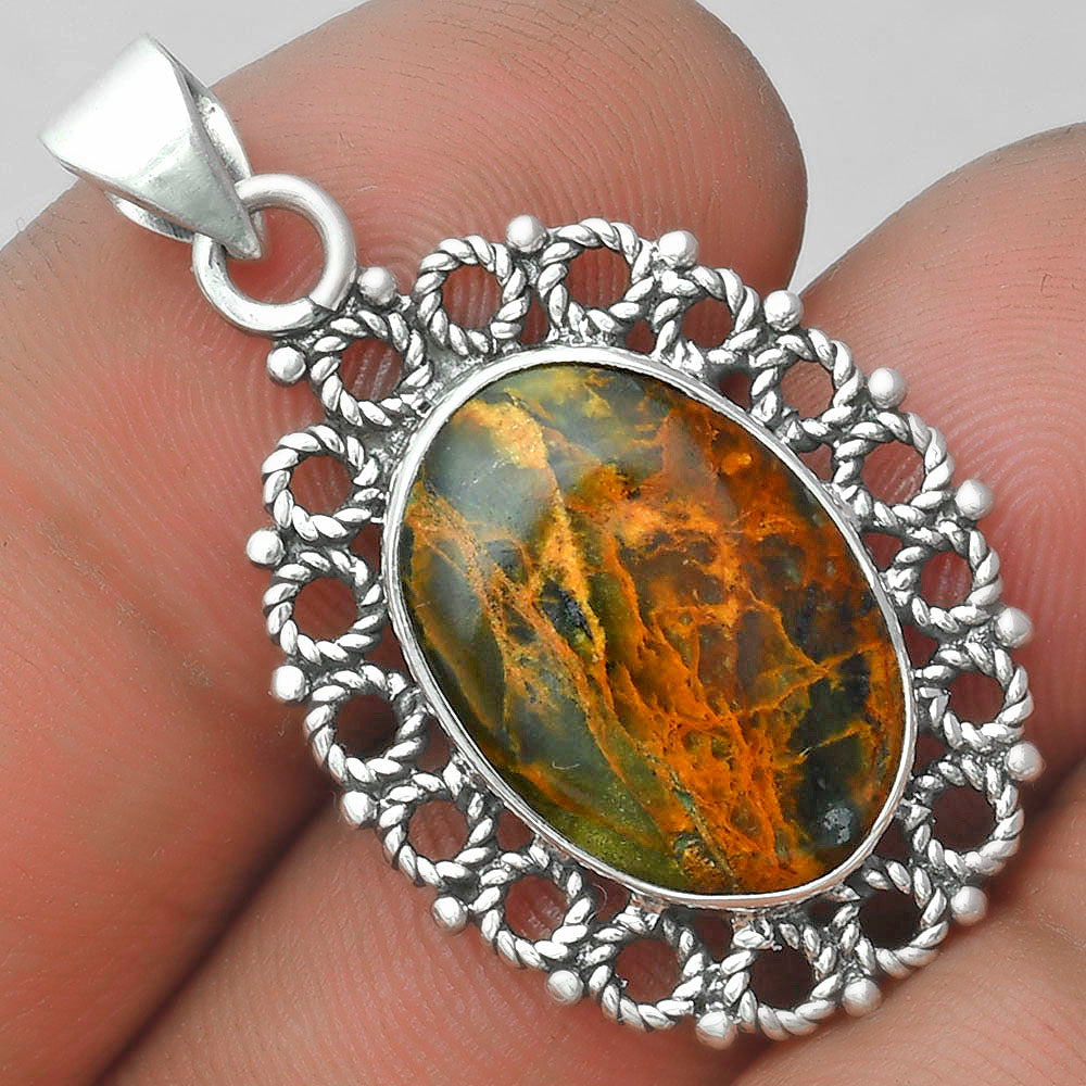 Natural Turkish Rainforest Chrysocolla Pendant P-1009 SDP103256
