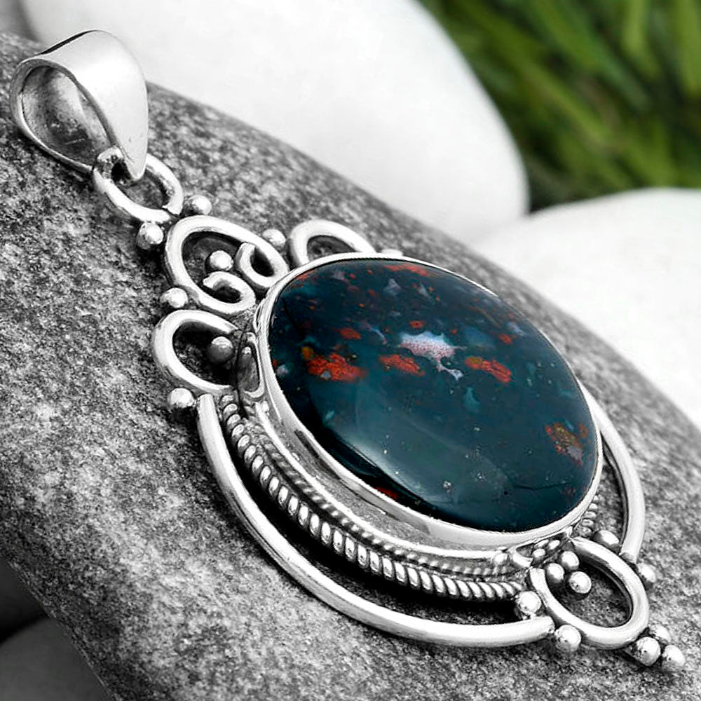 Natural Blood Stone - India Pendant P-1569 SDP103312