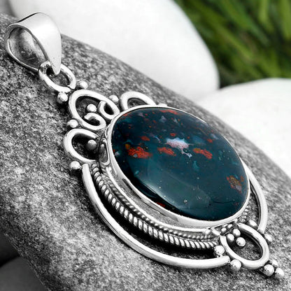 Natural Blood Stone - India Pendant P-1569 SDP103312
