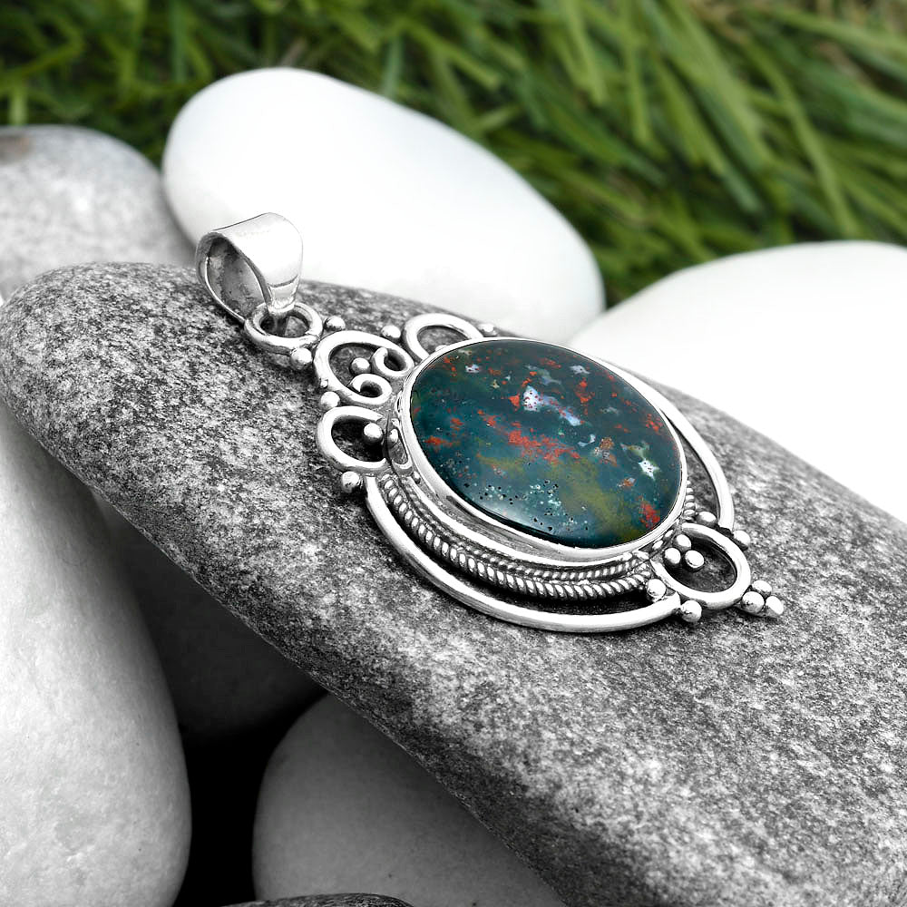 Natural Blood Stone - India Pendant P-1569 SDP103319