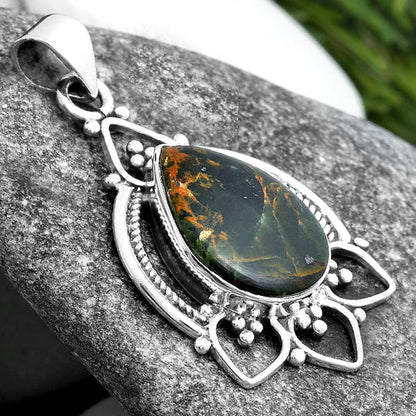 Natural Turkish Rainforest Chrysocolla Pendant P-1444 SDP103371