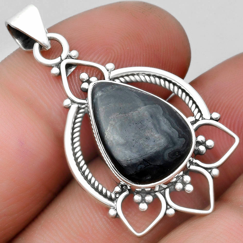 Crown Of Silver Psilomelane - Black Malachite Pendant P-1444 SDP103399