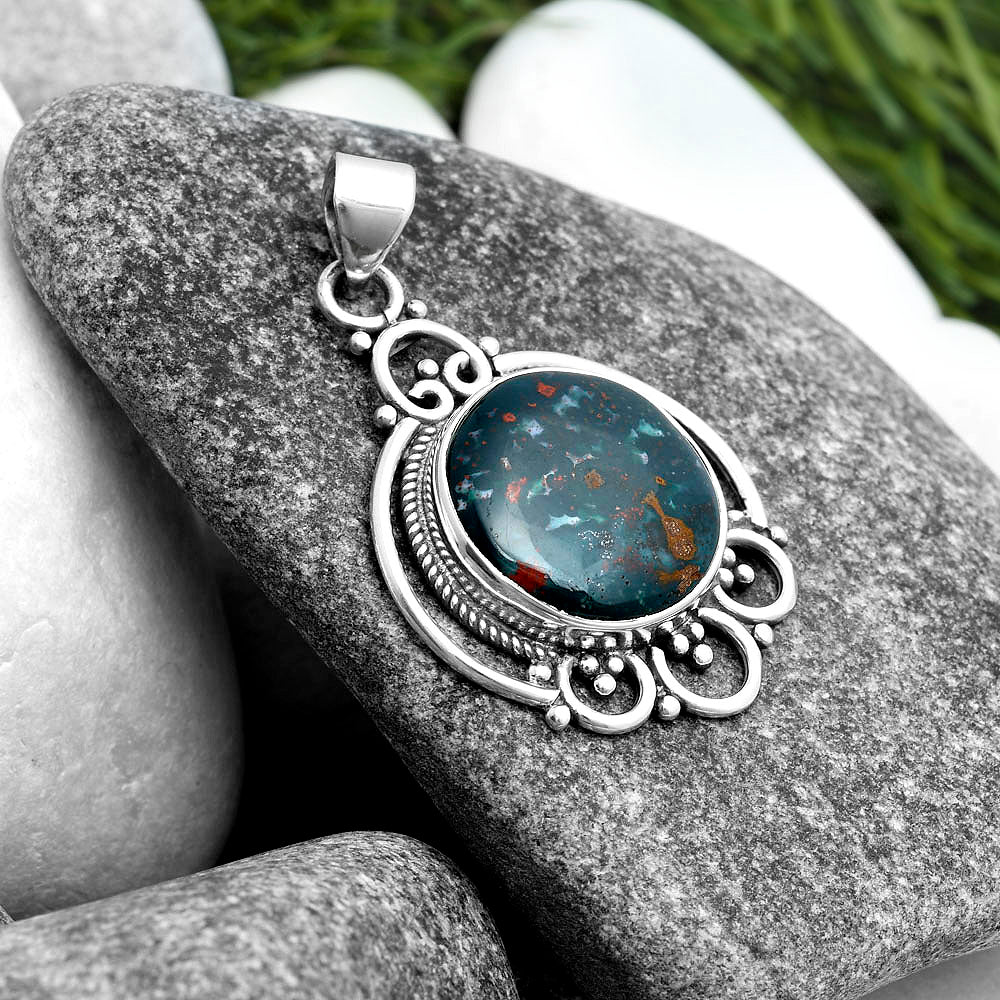 Natural Blood Stone - India Pendant P-1569 SDP103529
