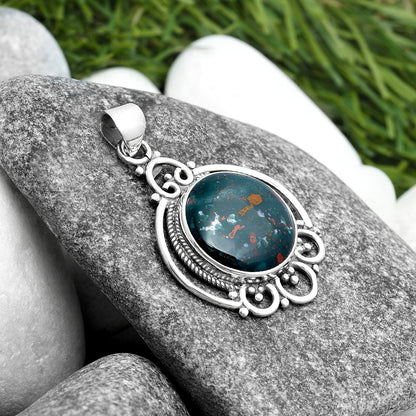 Natural Blood Stone - India Pendant P-1569 SDP103548