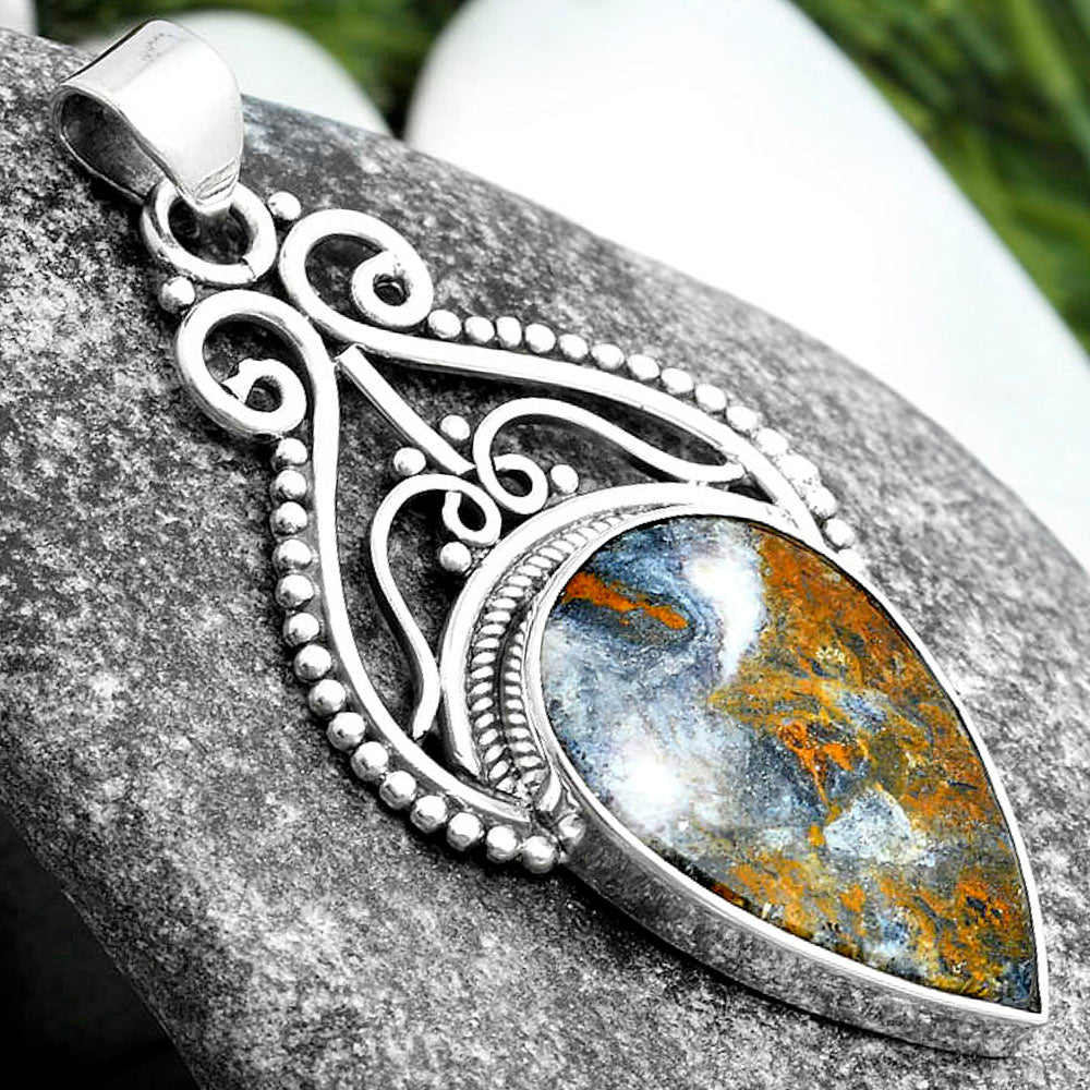 Natural Indian Blanket Jasper Pendant P-1541 SDP103552