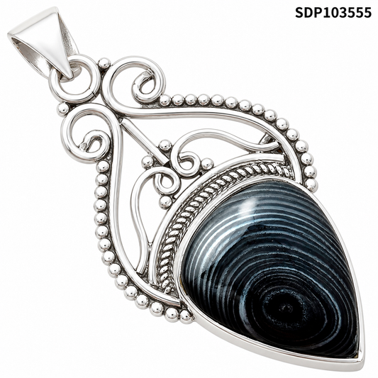 Crown Of Silver Psilomelane - Black Malachite Pendant P-1541 SDP103555