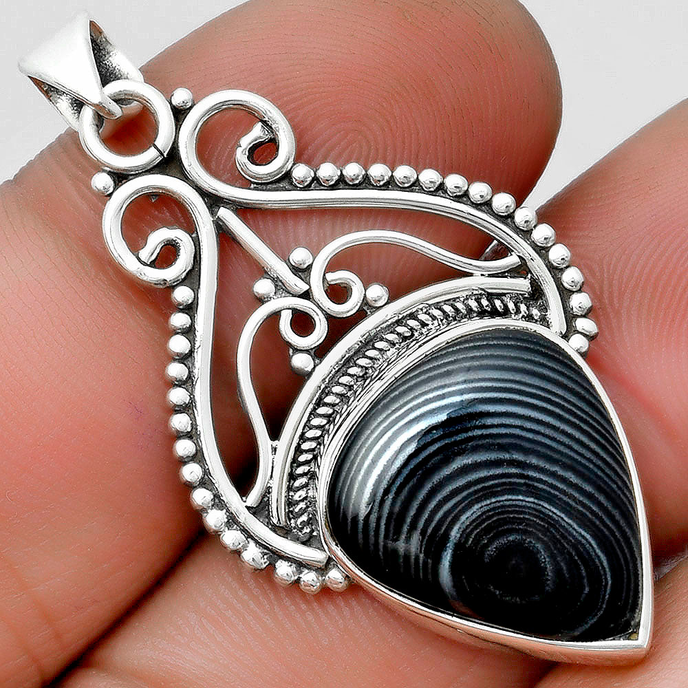 Crown Of Silver Psilomelane - Black Malachite Pendant P-1541 SDP103555