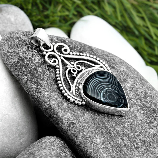 Crown Of Silver Psilomelane - Black Malachite Pendant P-1541 SDP103555