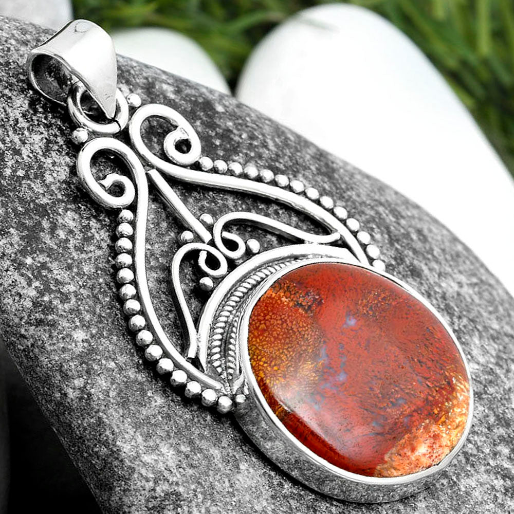 Natural Red Moss Agate Pendant P-1541 SDP103557