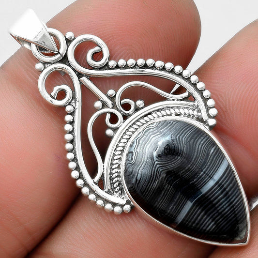 Crown Of Silver Psilomelane - Black Malachite Pendant P-1541 SDP103568