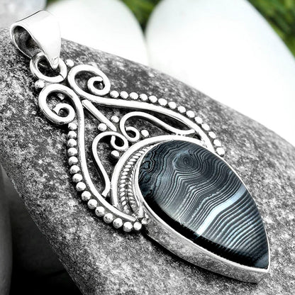 Crown Of Silver Psilomelane - Black Malachite Pendant P-1541 SDP103568