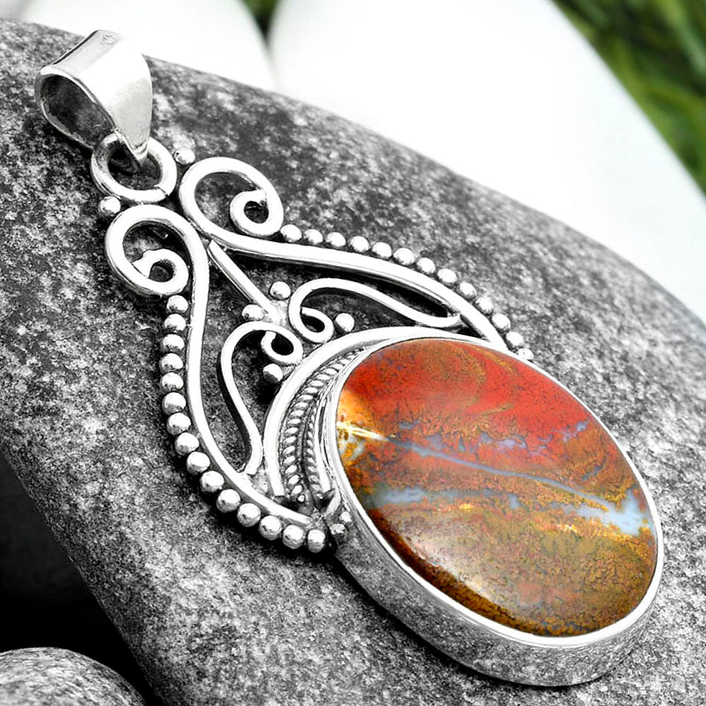 Natural Red Moss Agate Pendant P-1541 SDP103574