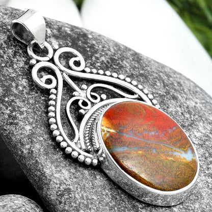 Natural Red Moss Agate Pendant P-1541 SDP103574
