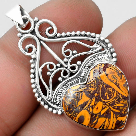 Heart Coquina Fossil Jasper - India Pendant P-1541 SDP103577