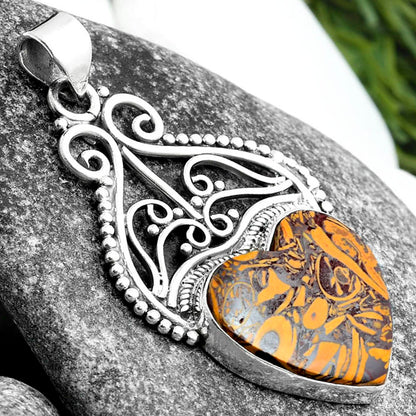 Heart Coquina Fossil Jasper - India Pendant P-1541 SDP103577