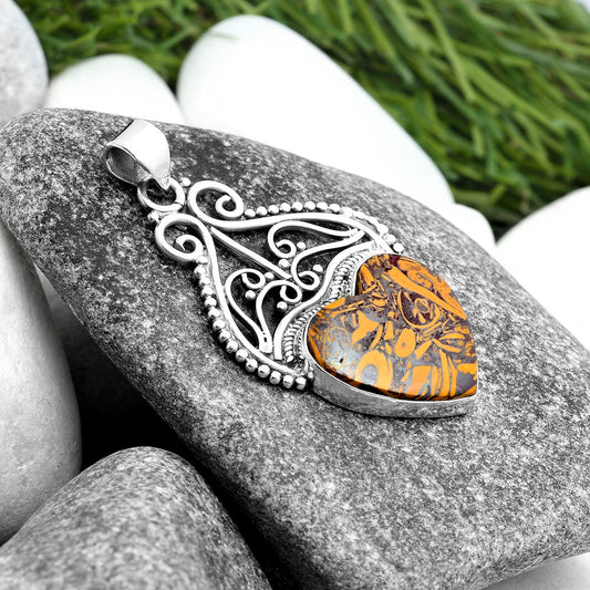 Heart Coquina Fossil Jasper - India Pendant P-1541 SDP103577