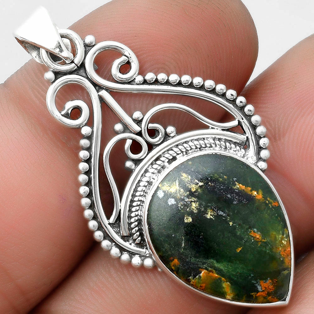 Natural Turkish Rainforest Chrysocolla Pendant P-1541 SDP103580