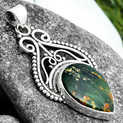 Natural Turkish Rainforest Chrysocolla Pendant P-1541 SDP103580