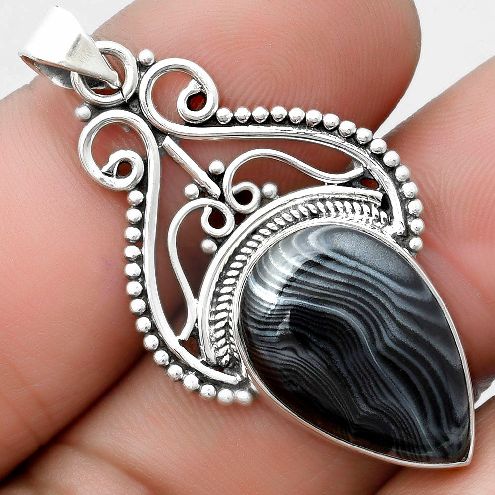 Crown Of Silver Psilomelane - Black Malachite Pendant P-1541 SDP103586