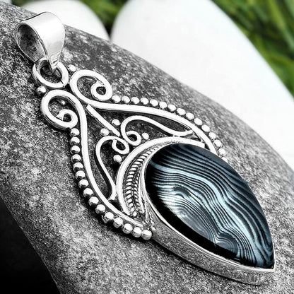 Crown Of Silver Psilomelane - Black Malachite Pendant P-1541 SDP103586