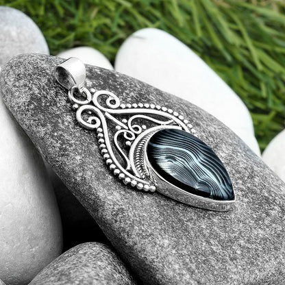 Crown Of Silver Psilomelane - Black Malachite Pendant P-1541 SDP103586