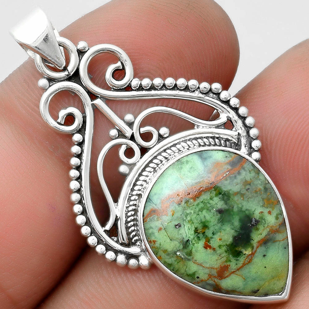 Natural Turkish Rainforest Chrysocolla Pendant P-1541 SDP103589