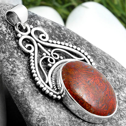 Natural Red Moss Agate Pendant P-1541 SDP103591