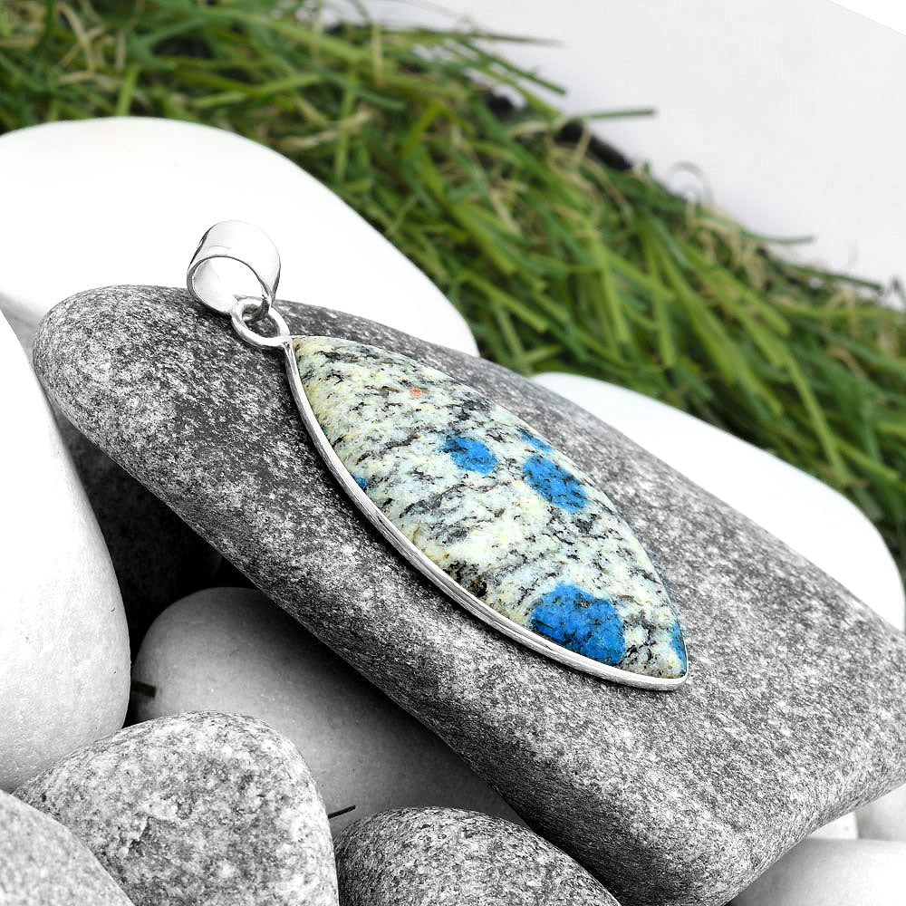 Natural K2 Blue - Azurite In Quartz Pendant P-1001 SDP103923