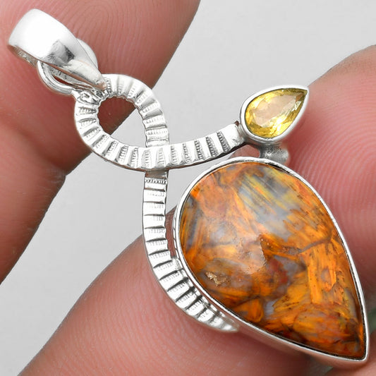 Natural Pietersite Namibia & Citrine Pendant P-1111 SDP104174