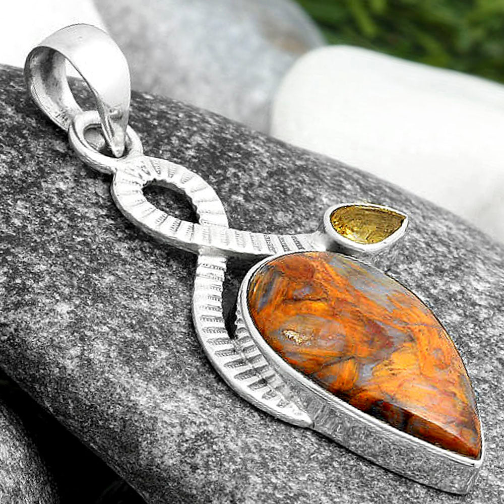 Natural Pietersite Namibia & Citrine Pendant P-1111 SDP104174