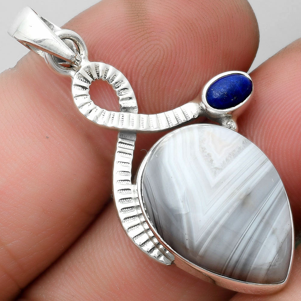 Natural Botswana Agate & Lapis Pendant P-1111 SDP104178
