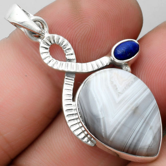 Natural Botswana Agate & Lapis Pendant P-1111 SDP104178
