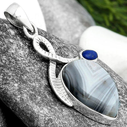 Natural Botswana Agate & Lapis Pendant P-1111 SDP104178