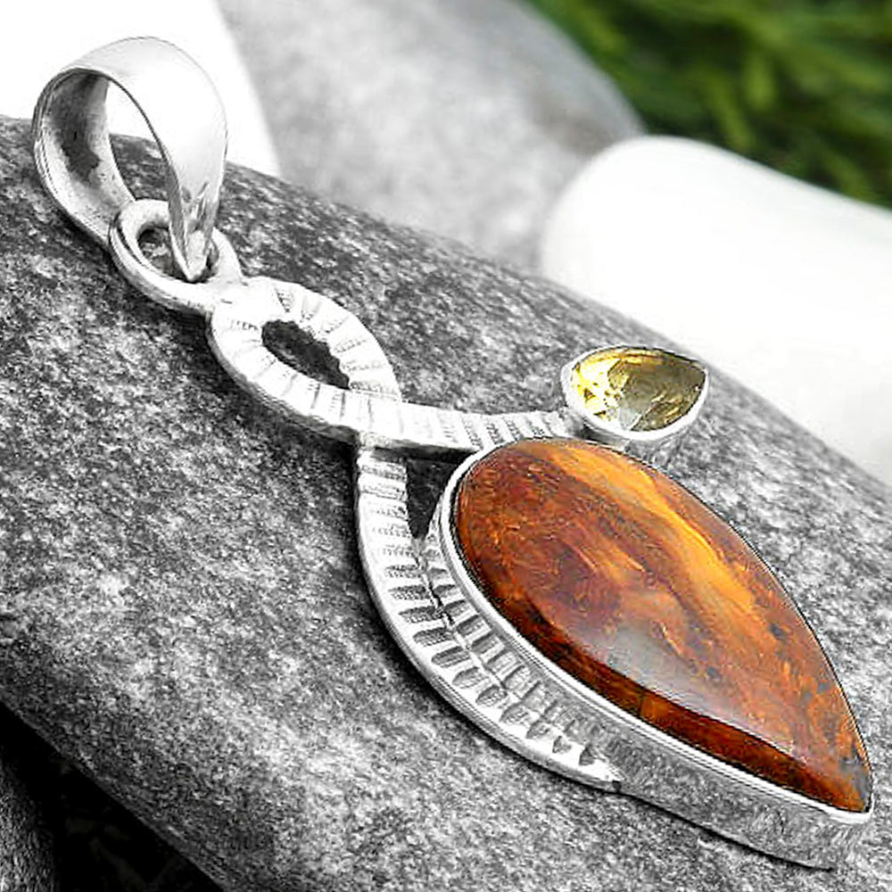 Natural Pietersite Namibia & Citrine Pendant P-1111 SDP104184