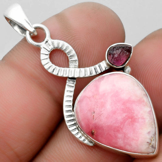 Rhodochrosite Argentina & Pink Tourmaline Rough Pendant P-1111 SDP104186