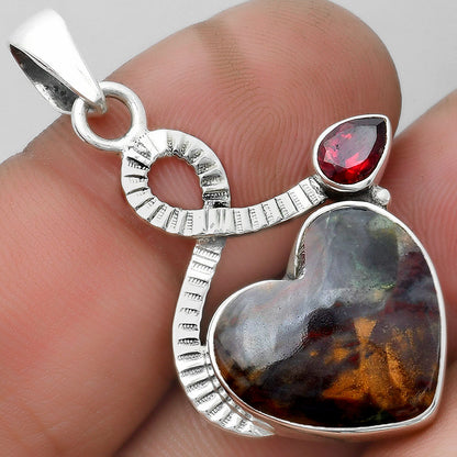 Heart Purple Cow Jasper & Garnet Pendant P-1111 SDP104189