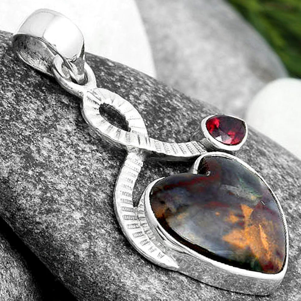 Heart Purple Cow Jasper & Garnet Pendant P-1111 SDP104189