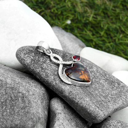 Heart Purple Cow Jasper & Garnet Pendant P-1111 SDP104189