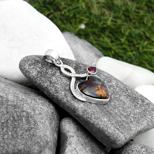 Heart Purple Cow Jasper & Garnet Pendant P-1111 SDP104189