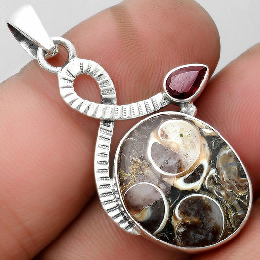Natural Turtella Jasper USA & Garnet Pendant P-1111 SDP104197
