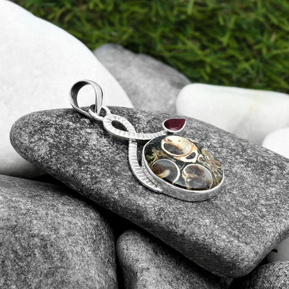 Natural Turtella Jasper USA & Garnet Pendant P-1111 SDP104197