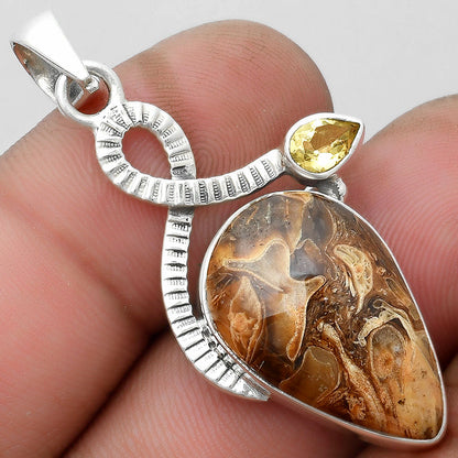 Natural Rock Calcy & Citrine Pendant P-1111 SDP104207