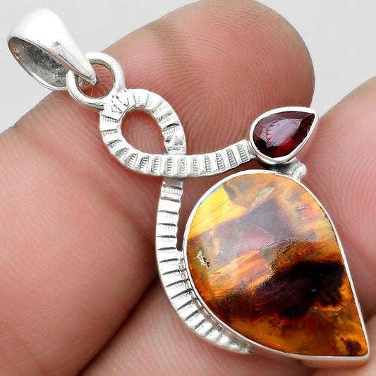Natural Pietersite - Namibia & Garnet Pendant P-1111 SDP104208
