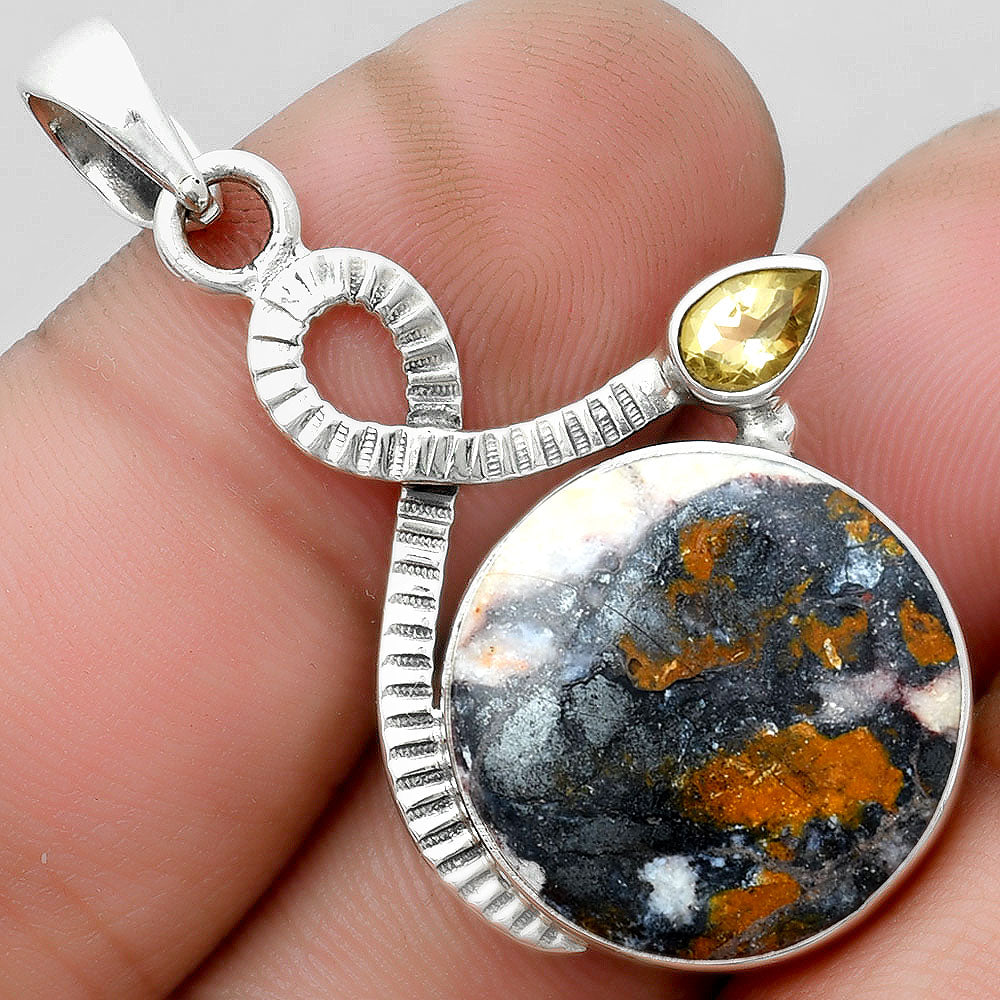 Natural Indian Blanket Jasper & Citrine Pendant P-1111 SDP104209