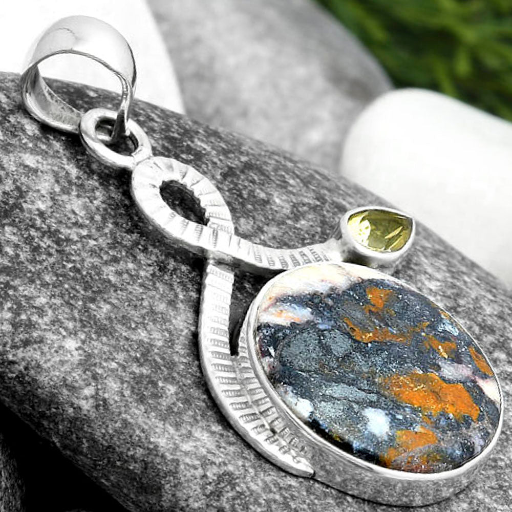 Natural Indian Blanket Jasper & Citrine Pendant P-1111 SDP104209