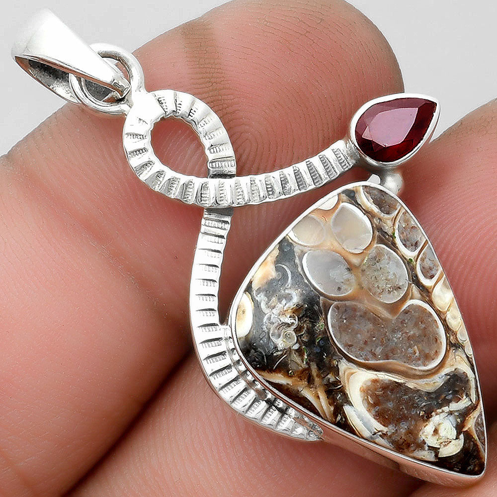 Natural Rock Calcy & Garnet Pendant P-1111 SDP104212